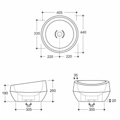 Lavabo da appoggio circolare di design in ceramica made in Italy Elisa