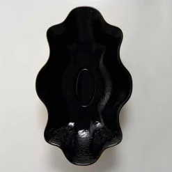 Lavabo da appoggio di design ceramica nero e oro made in Italy Cubo