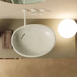 Lavabo da appoggio di design ceramica pitone bianco made Italy Glossy