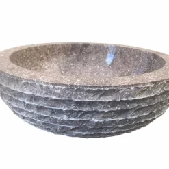 Lavabo da appoggio di design in pietra grigia Finn, fatto a mano