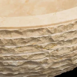 Lavabo da appoggio di design in pietra marmo bianco Finn, fatto a mano