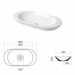 Lavabo da Appoggio di Design in Ceramica Bianca o Colorata Melle