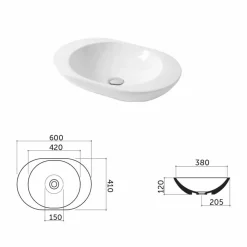 Lavabo da Appoggio di Design in Ceramica Bianca o Colorata Melle