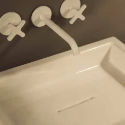 Lavabo da appoggio di design in ceramica rettangolare made Italy Dalia