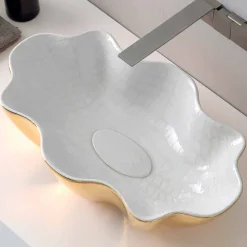 Lavabo da appoggio di design moderno in ceramica fatto in Italia Cubo