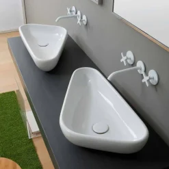 Lavabo da appoggio di design moderno in ceramica made in Italy Sofia