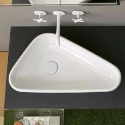 Lavabo da appoggio di design moderno in ceramica made in Italy Sofia