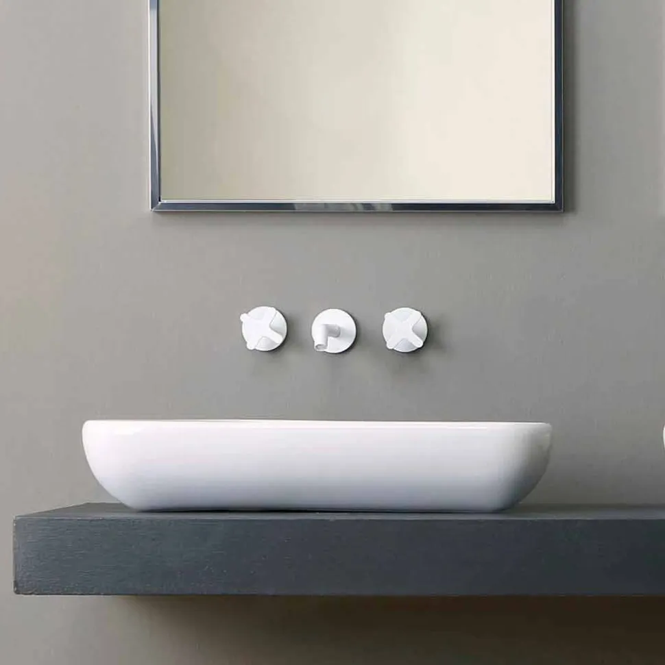 Lavabo da appoggio di design moderno in ceramica made in Italy Sofia