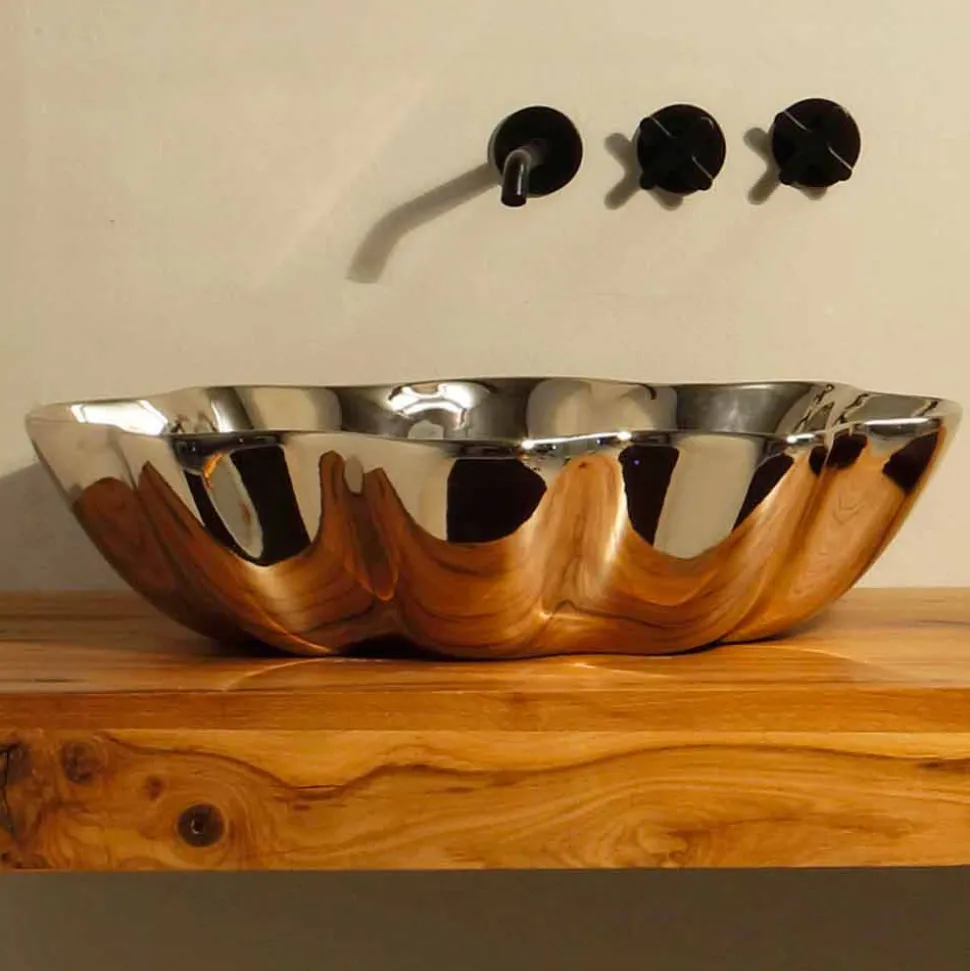 Lavabo da appoggio di design moderno in ceramica made in Italy Cubo