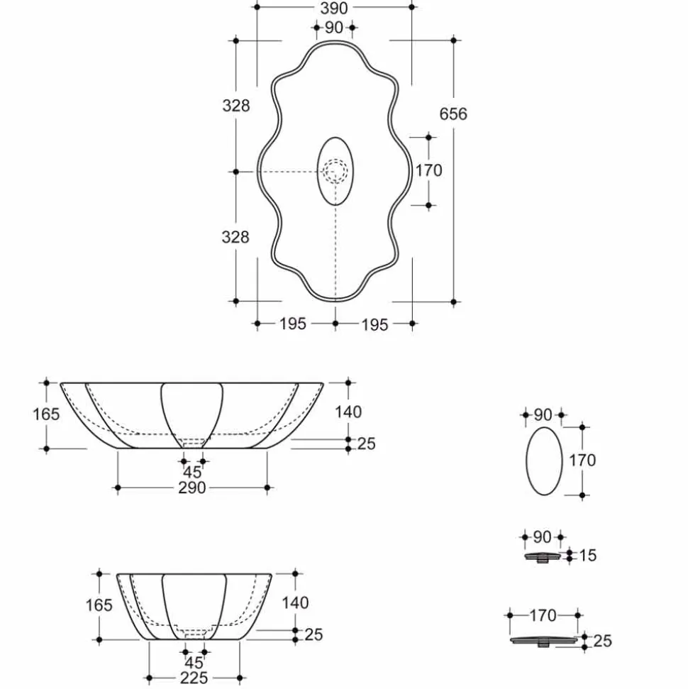 Lavabo da appoggio di design moderno in ceramica made in Italy Cubo