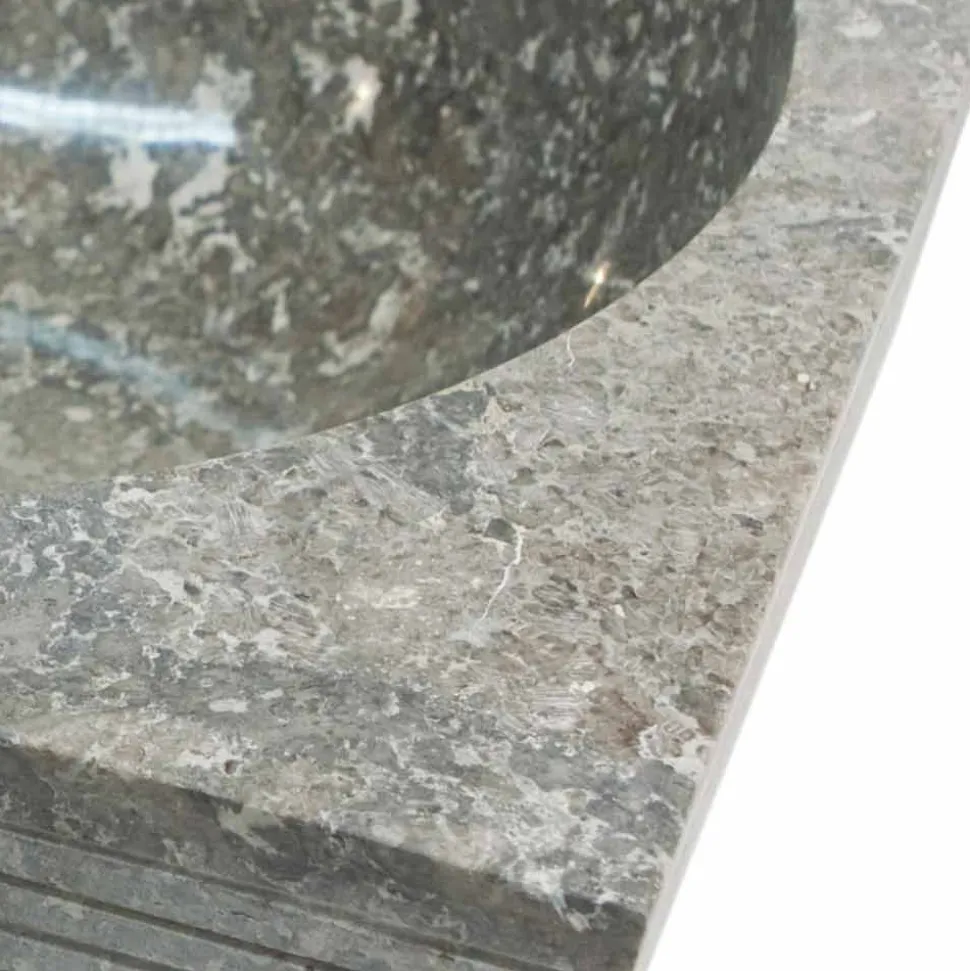Lavabo da appoggio di design per bagno in pietra naturale grigia Zor