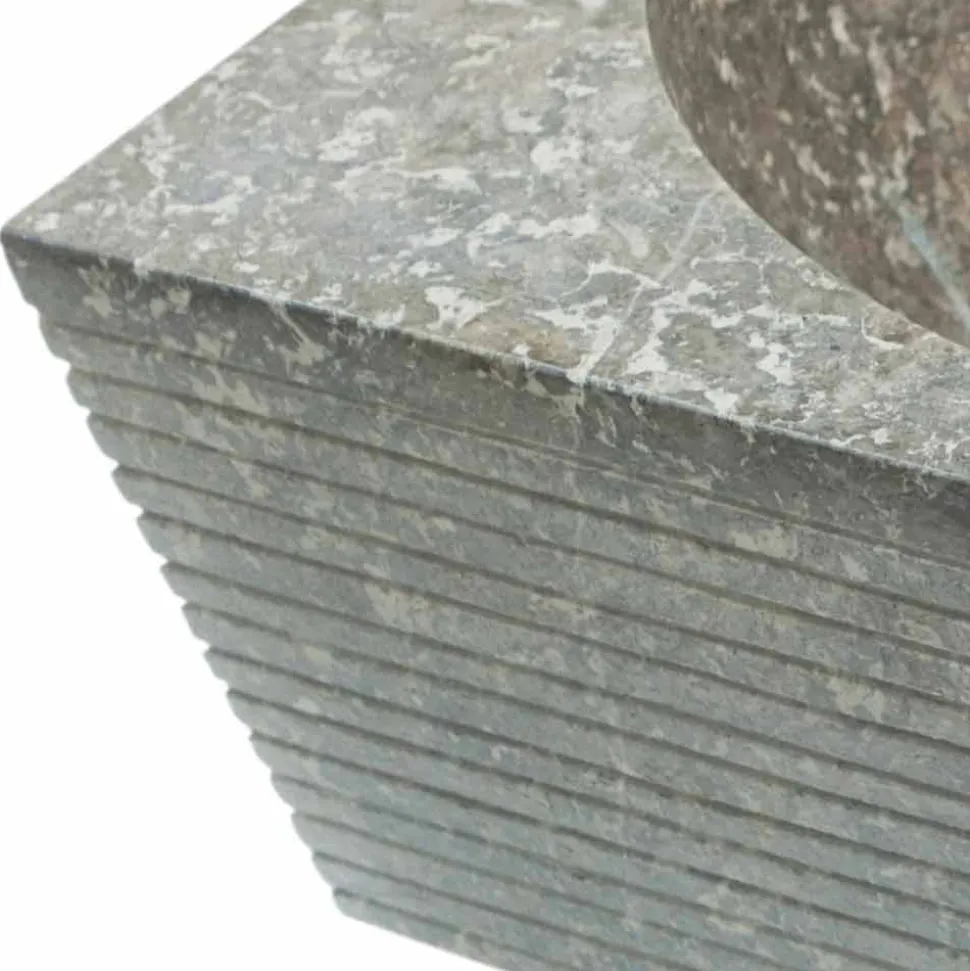 Lavabo da appoggio di design per bagno in pietra naturale grigia Zor