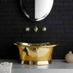 Lavabo da appoggio di design vintage interamente in ottone Calla