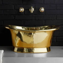Lavabo da appoggio di design vintage interamente in ottone Calla
