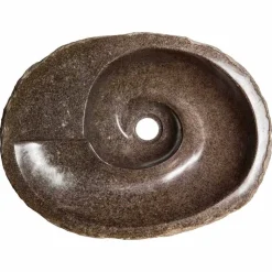 Lavabo da appoggio di moderno design in pietra di fiume, Busca