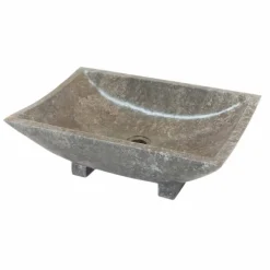 Lavabo da appoggio grigio design in pietra naturale Iria, pezzo unico