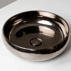 Lavabo da Appoggio in Argilla Raku Metallica Tornito a Mano - Prisma