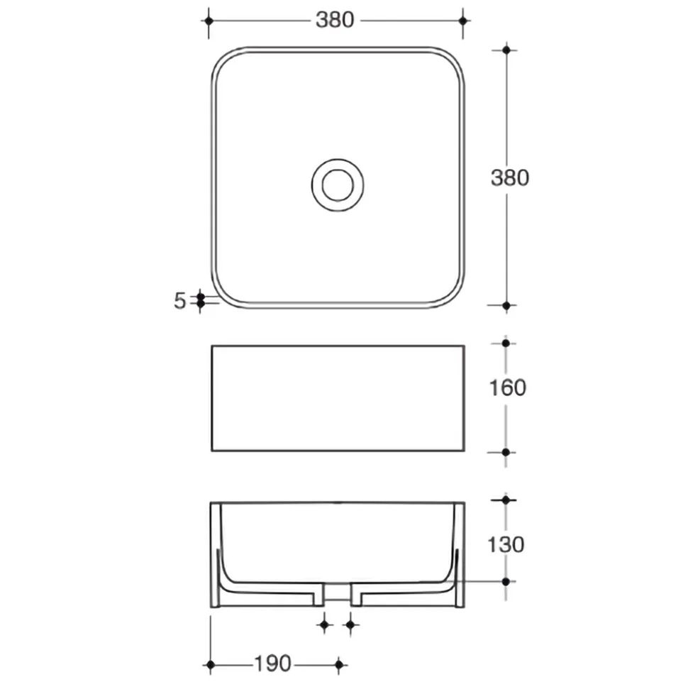 Lavabo da Appoggio in Ceramica con Piletta Compresa Made in Italy - Scatola