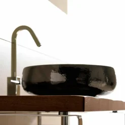 Lavabo da appoggio in ceramica raku fatto a mano in Italia, Ramon