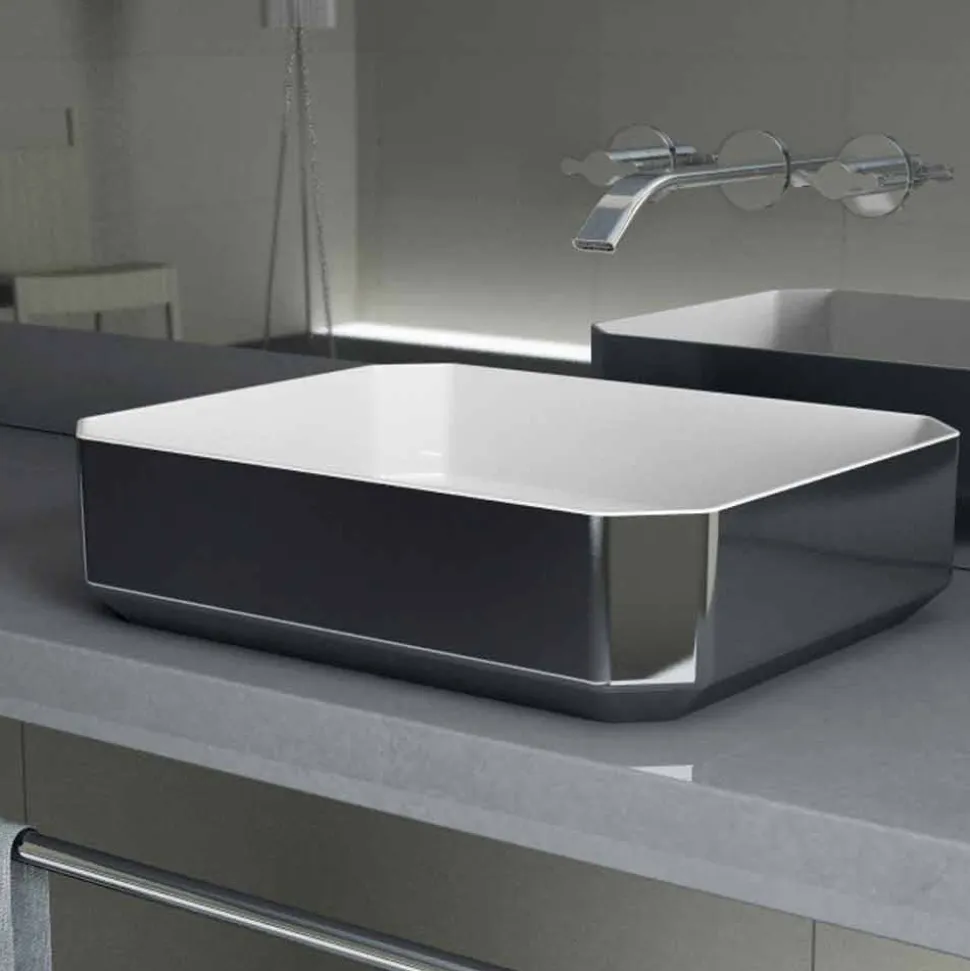 Lavabo da appoggio in ceramica moderno prodotto in Italia, Zulimo