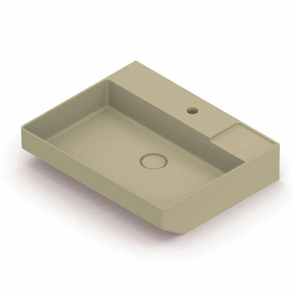 Lavabo da appoggio in ceramica di design fatto in Italia, Viviano