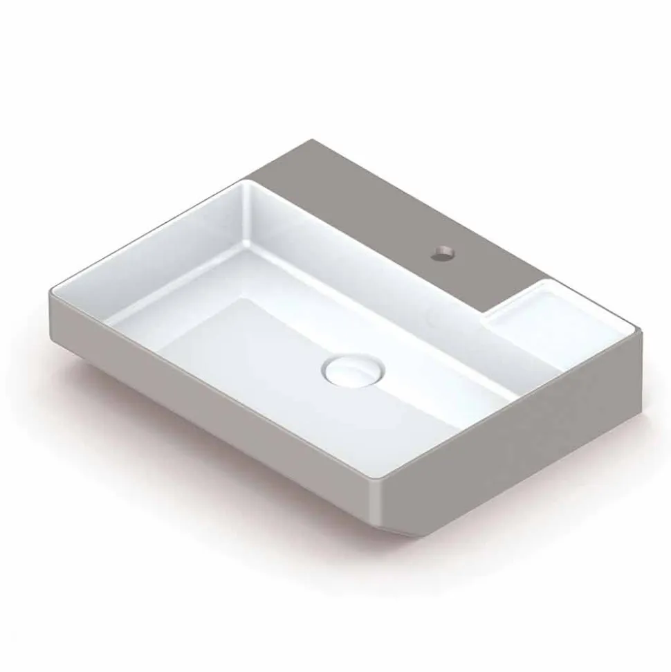 Lavabo da appoggio in ceramica di design fatto in Italia, Viviano
