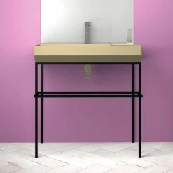 Lavabo da appoggio in ceramica di design fatto in Italia, Viviano
