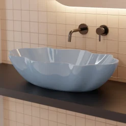 Lavabo da Appoggio in Ceramica Colorata Diverse Finiture L 65 cm - Cubo
