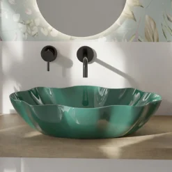 Lavabo da Appoggio in Ceramica Colorata Diverse Finiture L 65 cm - Cubo