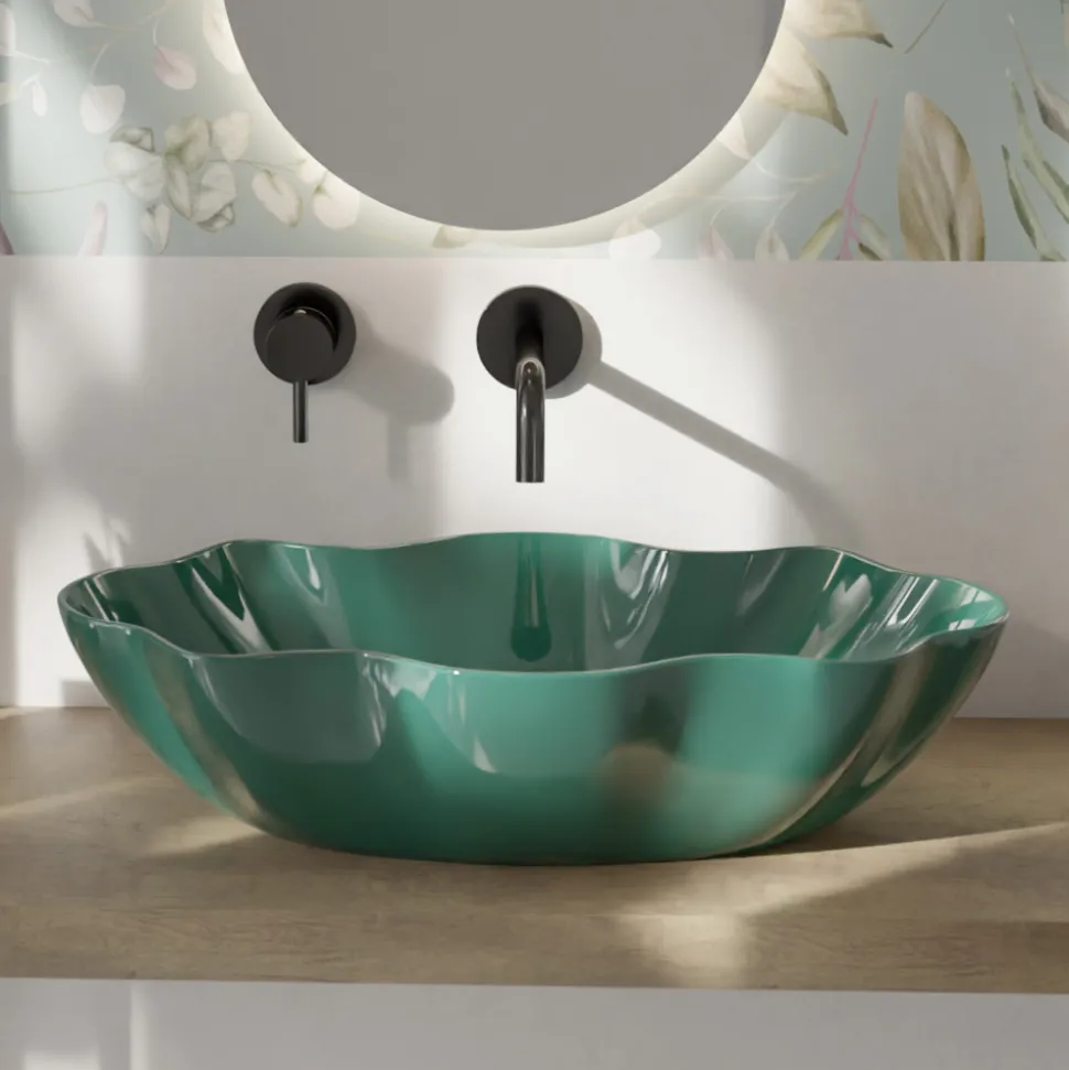Lavabo da Appoggio in Ceramica Colorata Diverse Finiture L 65 cm - Cubo