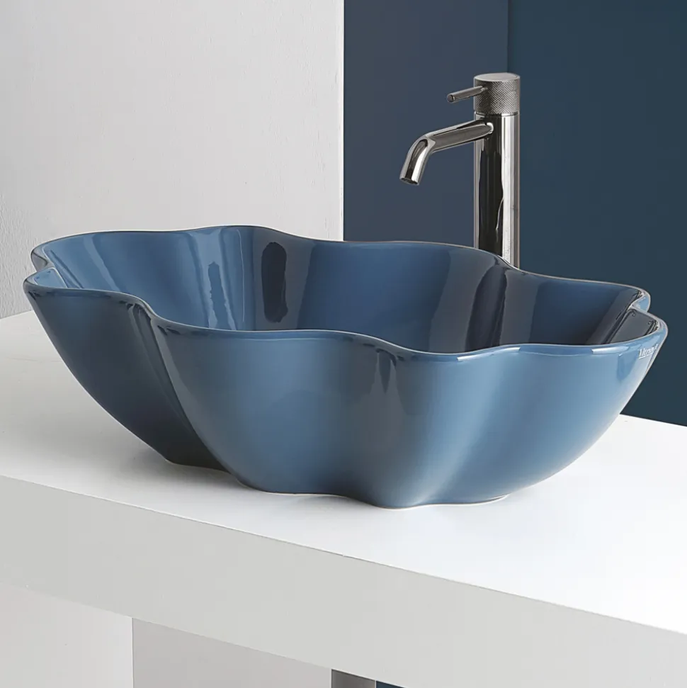 Lavabo da Appoggio in Ceramica Colorata Diverse Finiture L 65 cm - Cubo