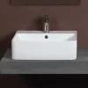 Lavabo da Appoggio in Ceramica e Foro Rubinetteria Design Moderno - Papavero