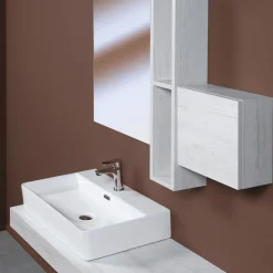 Lavabo da Appoggio in Ceramica e Foro Rubinetteria Design Moderno - Papavero