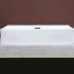 Lavabo da Appoggio in Ceramica e Foro Rubinetteria Design Moderno - Papavero