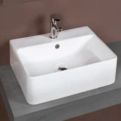 Lavabo da Appoggio in Ceramica e Foro Rubinetteria Design Moderno - Papavero