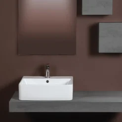 Lavabo da Appoggio in Ceramica e Foro Rubinetteria Design Moderno - Papavero