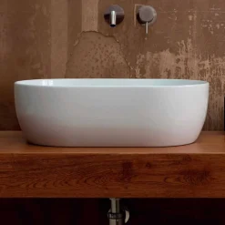 Lavabo da appoggio in ceramica bianca o colorata Star 55x35 made Italy