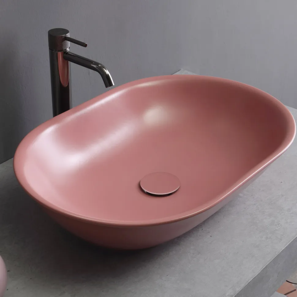 Lavabo da Appoggio in Ceramica Opaca L 58 cm Realizzato in Italia - Nelly