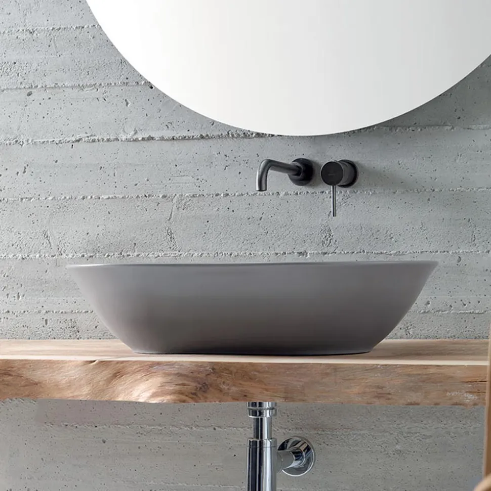 Lavabo da Appoggio in Ceramica Opaca L 58 cm Realizzato in Italia - Nelly