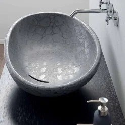 Lavabo da appoggio in ceramica stampa cocco grigio made Italy Glossy
