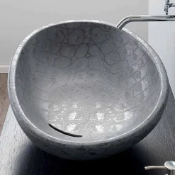 Lavabo da appoggio in ceramica stampa cocco grigio made Italy Glossy