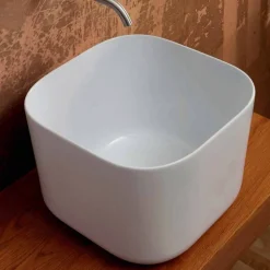 Lavabo da appoggio in ceramica design moderno Star Square 40x40 cm