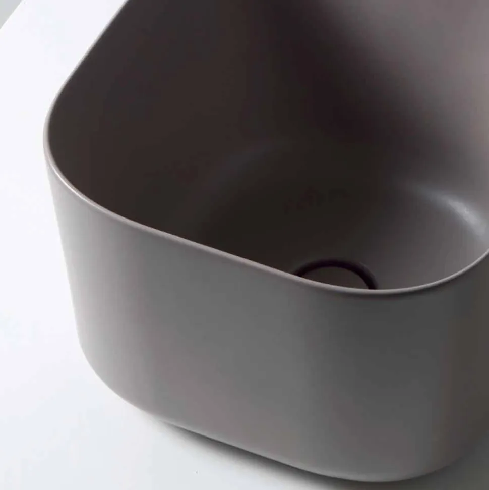 Lavabo da appoggio in ceramica design moderno Star Square 40x40 cm