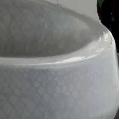 Lavabo da appoggio in ceramica pitonata bianco made in Italy Elisa