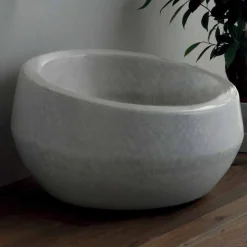 Lavabo da appoggio in ceramica pitonata bianco made in Italy Elisa