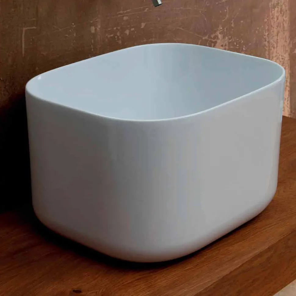 Lavabo da appoggio in ceramica design moderno Star Rectangular 50x40cm
