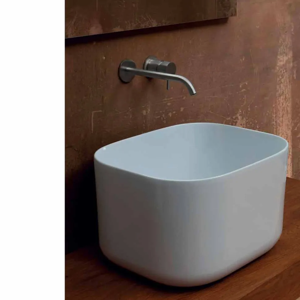 Lavabo da appoggio in ceramica design moderno Star Rectangular 50x40cm
