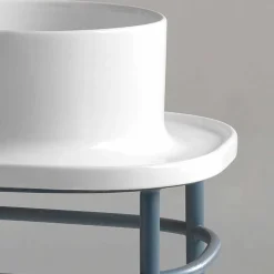 Lavabo da appoggio in ceramica vintage completo di base metallica Marta