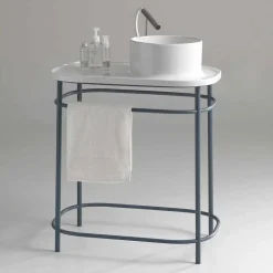 Lavabo da appoggio in ceramica vintage completo di base metallica Marta