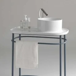 Lavabo da appoggio in ceramica vintage completo di base metallica Marta